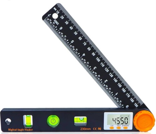 Digital Angle Finder Orange – LCD 0-360° Electronic Protractor/Inclinometer, Backlit Display, Strong Magnet Base | Relative/Absolute Modes, Level Function | UAE Carpenter & Fabricator Precision Angle Tool 